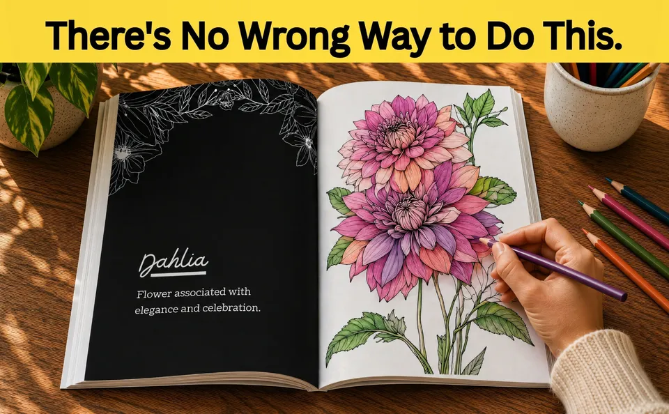 50 Garden Flowers — colored pages and book preview