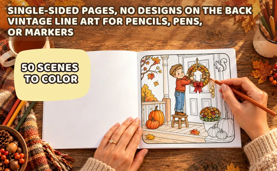 Autumn Porch Memories — colored pages and book preview