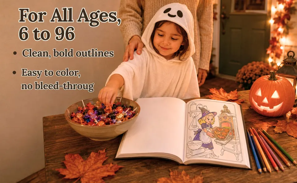 A Vintage Halloween — colored pages and book preview